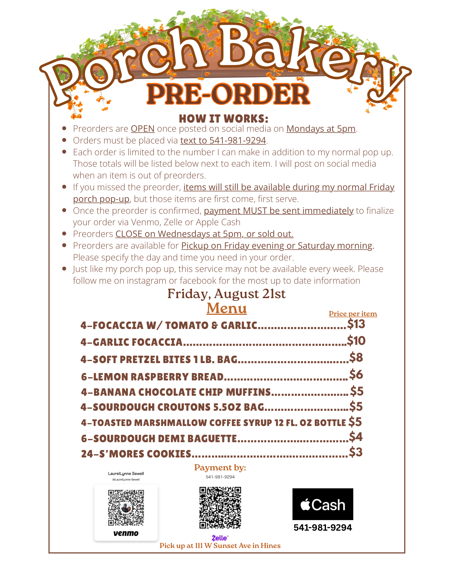 The Porch Bakery — custom work sample